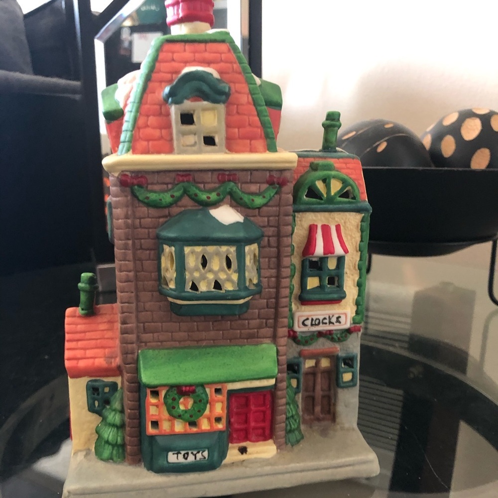 Holiday Toy & Clock Store Lighted Christmas Village Building | Porcelain Decor - Picture 2 of 6